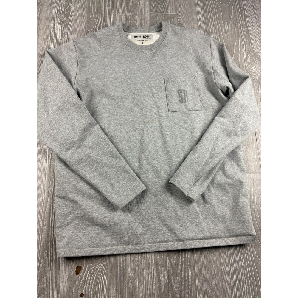 Smith + Rogue Mens Gray Tanguis Cotton Crewneck Sweatshirt Large Pullover